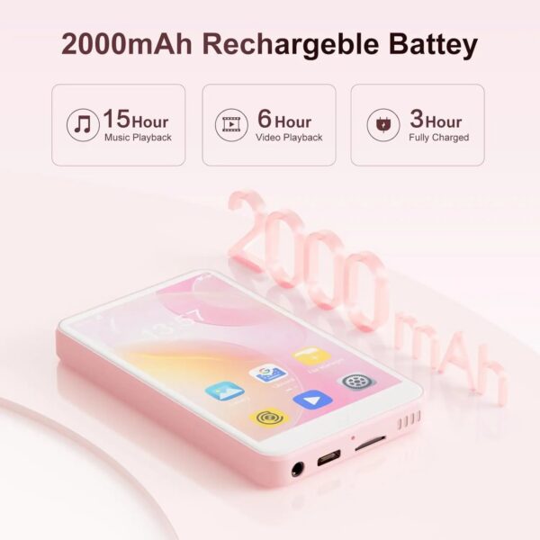8f2a3b6d4fbc5dfa 80GB MP3 Player Android 9.0 with Bluetooth and WiFi, 4.0-inch touchscreen with speakers, FM radio, eBooks, capacity up to 512GB