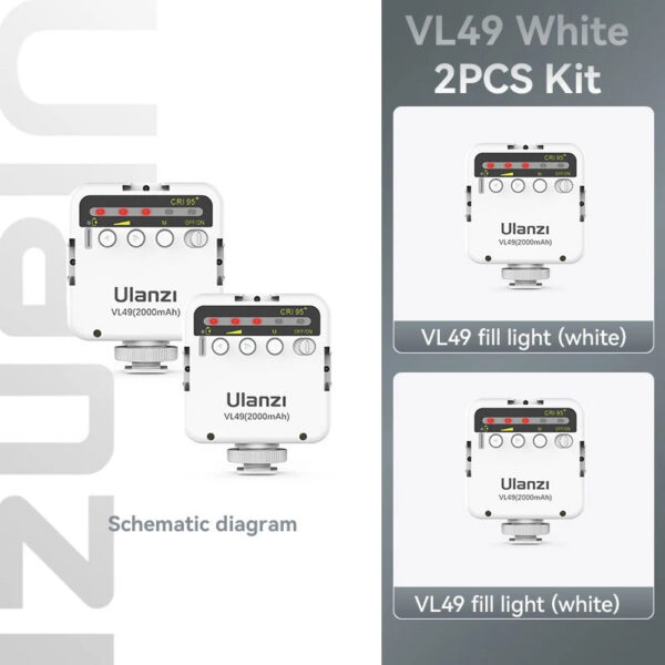 8f2f1731fae81873 Ulanzi VL49 6W Mini Vlog LED Fill Light White 2000mAh 5500K Zoom Lighting Photographic Lighting Video Phone Selfie Fill Lamps