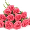Artificial Rose Flower Dusty Rose Flower Silk Flowers 12 pcs with Long Stem Silk Roses Bouquet for Wedding Bridal Shower Party Home Decoration