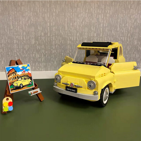 960PCS Technical Fiat 500 Building Blocks 10271 Classic Yellow Car Model Creator Assemble Vehicle Bricks Toys For Boys Kids Gift