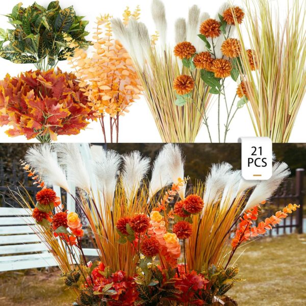 8f35cf162292069c PARTY JOY 18 Bunches Fake Plants Outdoor, Fake Bushes UV Resistant Artificial Flowers Hydrangea Flowers Greenery Shrubs Faux Greenery for Outdoor Garden Patio Front Porch Yard Decor