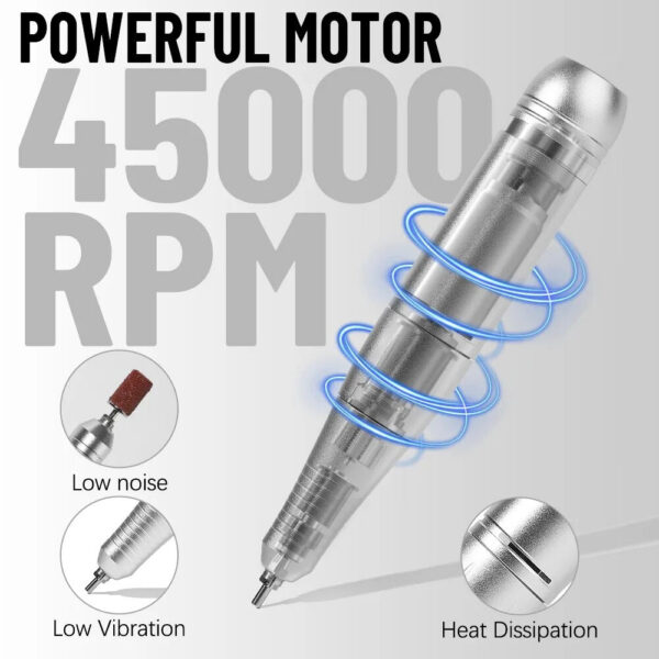 8f48c187fdc354fd 45000RPM Electric Drill hine With LCD Display Rechargeable File Nails Accessories Gel Nail Polish Sander Low Noise