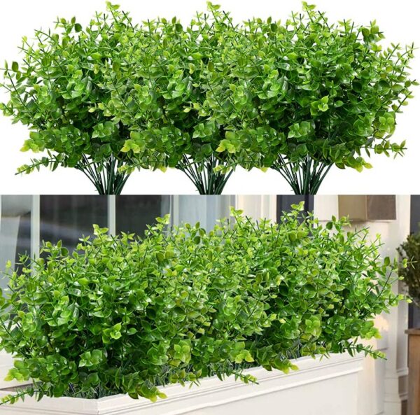 8f492387363badeb 24 Bundles Outdoor Artificial Flowers UV Resistant Fake Boxwood Plants, Faux Greenery for Indoor Outside Hanging Plants Garden Porch Window Box Home Wedding Farmhouse Décor (Magenta)