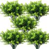 RECUTMS 12 Bundles Artificial Outdoor Plants, Artificial Greenery for Flower Arrangements Shrubs UV Resistant Faux Plastic Plants Spring Decorations for Home Front Porch Decor(White)