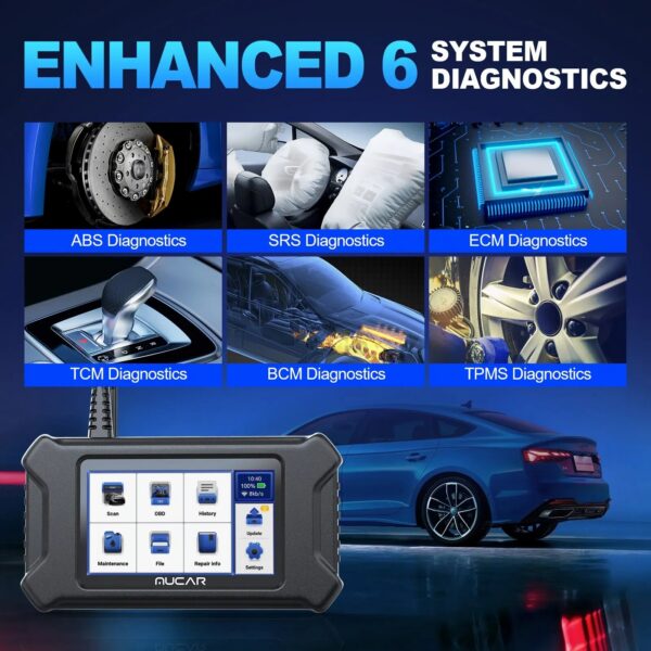8f59fa86ec5f6706 MUCAR CS6 Automotive Scanner Car Diagnostic Tool ABS SRS TCM ECM TPMS 6 System Code Read Oil Brake 7 Reset Lifetime Free Update