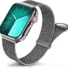 Sunnywoo Metal Stainless Steel Band Compatible with Apple Watch Bands 40mm 38mm 41mm 42mm 44mm 45mm 49mm,Silver Loop Adjustable Magnetic Strap for iWatch Series Ultra 8 7 6 5 4 3 2 1 SE for Women Men