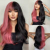 Natural Blonde Yellow Long Wavy Synthetic with Bangs Women Body Wave Afro Female Wigs Cosplay Daily Hair
