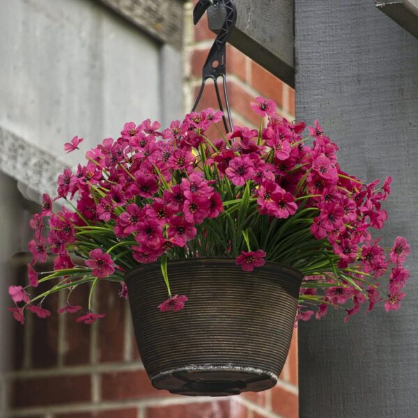 21 Bundles Artificial Outdoor UV Resistant Flowers No Fade Fake Outside Flowers Plastic Greenery Faux Shrubs Garden Porch Window Box Home Decoration(Purple)