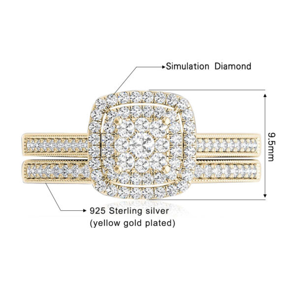 8f91cfb083ac09f5 2pcs Engagement Rings for Women Original Sterling Sier Ring Set 14k Gold Plated Bridal 2Ct Round Cut Lab Diamond Jewelry