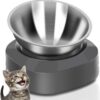 8f944fd856150562 Stainless Steel Cat Food Bowl, 15-Angle, Ergonomic Design Reduces Vomiting