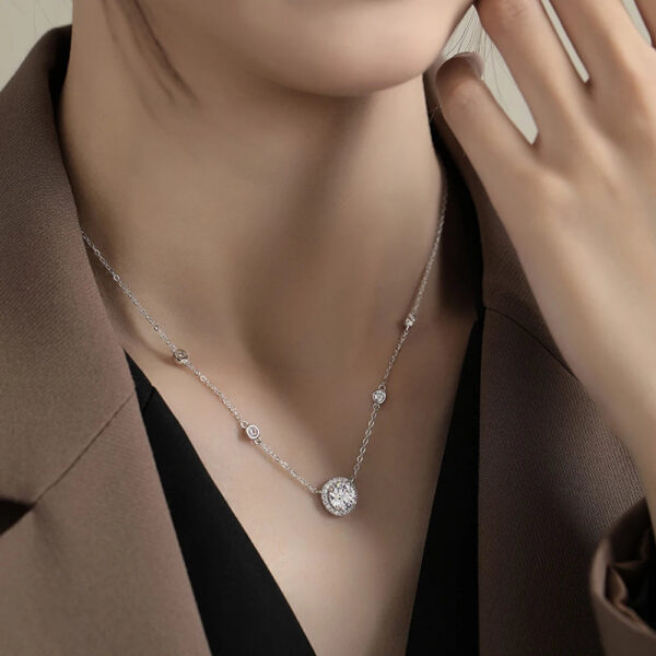 GRA Certified 0.3-3ct Moissanite for Women Sterling Sier Chain D Color VVS1 Round Cut Diamond Pendant Necklace