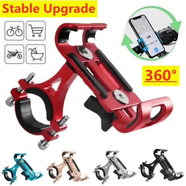 8faaacd518568e25 Metal Motorcycle Bike Phone Holder Aluminum Alloy Anti-slip Bracket GPS Clip Universal Bicycle Stand Support for All Smartphones