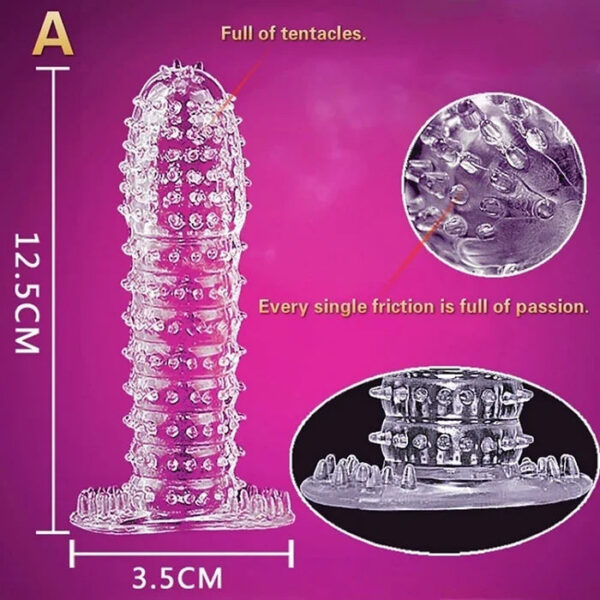 Big Spikes Penis Cock Ring Sheath Reusable Penis Sleeve Ejaculation Time Delay Ribbed Stimulate Penis Sleeve Sex Toys for Male
