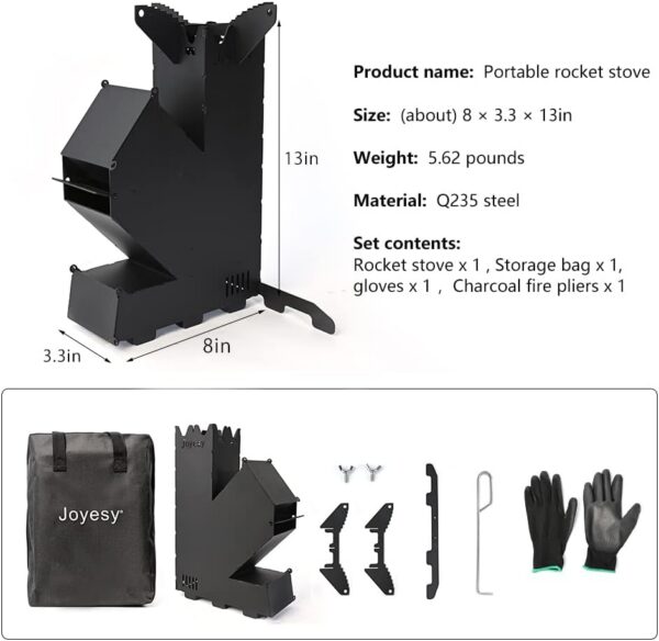 8fae9a6583595a45 Rocket Stove Rocket Stove for Cooking Portable Wood Burning Stove Wood Fire Camping Stove for Cooking backyard cooking Camping grill outdoor events BBQ Comes with storage bag