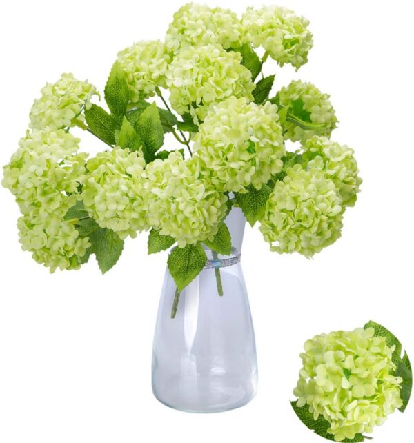 GREENTIME 13” Artificial Hydrangea Flowers Faux Hydrangea Bouquet with 7 Head 3.15” Tiny Hydrangea for Wedding Bouquet Party Home Decor DIY Baby Shower Centerpieces Tables Decoration(Blue)