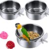 HERCOCCI Bird Feeder Dish Cup, Stainless Steel Parrot Food Bowl Feeding Coop Cups Clamp Holder, Bird Water Cage Bowl for Parakeet Lovebird Conure Cockatiel Budgie Chinchilla (5 Pieces)