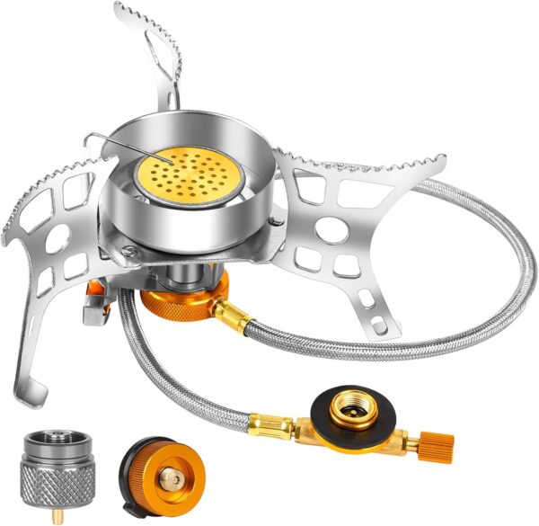 3900W Portable Windproof Camping Stove - Lightweight Propane Gas Burner with Piezo Ignition & Carrying Bag for Outdoor Cooking, Backpacking, Hiking, and Picnics