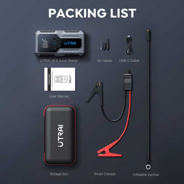 UTRAI 1500A Jump Power Bank Portable 150PSI Air Pump Battery Emergency Boosters Starting Device Car Starter 2024