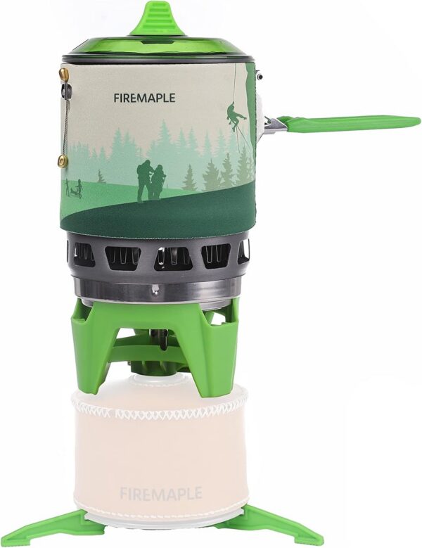 Fire-Maple FMS-X3 0,8L Campingkocher mit Piezo-Zündung & Topfhalterung Tragbarer Gaskocher mit Gasflaschen-Stabilisator Für Outdoor, Trekking, Wandern (Schwarz)