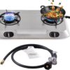 Propane Stove 2 Burner Gas Stove,Portable Stainless Steel Stove,Auto Ignition Camping Dual LPG for RV, Apartment, Outdoor