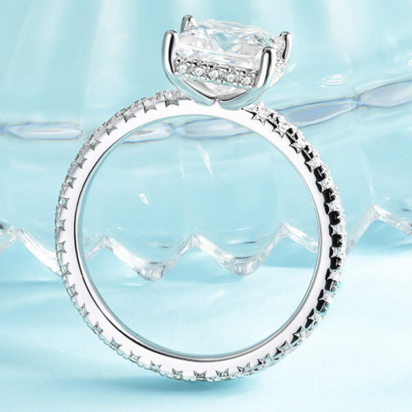TFGLBU D Vvs1 7*7mm 2CT Princess Cut All Moissanite S Sterg Sliver Ring for Women Dia Wedding Proposal Band Jewelry