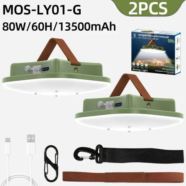 Rechargeable Camping Light Outdoor Tent Light Magnetic Suction Emergency Car Maintenance Work LED Lantern Flashlight USB Type-c