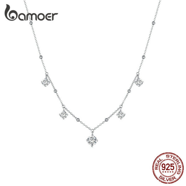 Bamoer Five Princess Waterdrop 3.0 CTTW full Moissanite Necklace Real Sterling Sier D Color Lab Diamond Engagement Jewelry