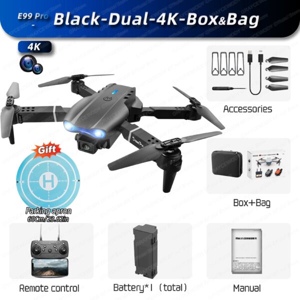 8ffadda087d2eed9 New E99Pro Drone 4K Professinal With Wide Angle Dual HD Camera Foldable RC Helicopter 5G WIFI FPV Height Hold Apron Sell