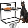 SHAINFUN Elevated Dog Bowls for Medium Dogs and Cats - Raised Cat or Dog Bowl Stand with Adjustable Height and Two Stainless Steel Food Bowls - Ideal for Medium and Small Dogs and Cats.