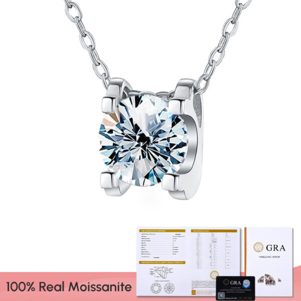90120ad0d3a67648 GRA 1-2CT D Color Shiny Moissanite Diamond Pendant Chain for Women Sterling Sier Necklace Engagement Fine Jewelry