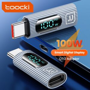 902470f2f38b0989 Toocki 100W Digital Display USB Male to Type C Female OTG Adapter PD Fast Charging Convertor For Xiaomi Redmi