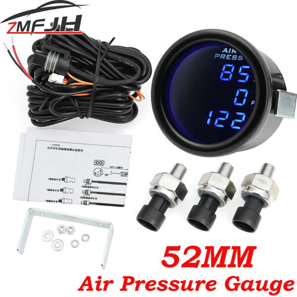902be4629b7e3922 A Triple Dual Display Air Pressure Guage LED Digital Air Suspension Gauge 0-220PSI with 3pcs/2pcs 1/8NPT Sensors For Car Gauge