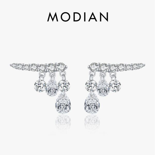 904245764ca5b4ef MODIAN 925 Sterling Silver Sparkling Geometric Water Drop CZ Stud Earrings For Women Wedding Engagement Fine Jewelry Gifts