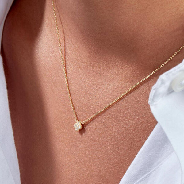CANNER Real Sterling Sier Diamond Turquoise Flower Pendant Necklaces Chain for Women Wedding Jewelry Gifts Collares Choker