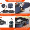 90593f29af394498 2025 Upgraded 2-Burner Folding Propane Camp Stove - 16K BTU Portable Camping Stove w/Piezo Ignition, Griddle & Carry Bag for Tailgating, Barbecue (Blue)