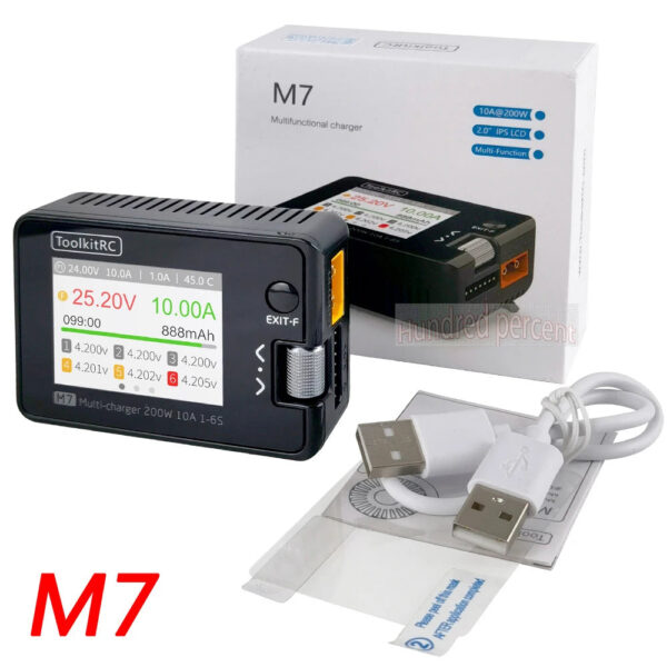 9060766436abb091 ToolkitRC M7 200W 10A DC Balance Charger Discharger for 1-6S Lipo Battery With Voltage Servo Checker ESC Tester Receiver LCD IPS