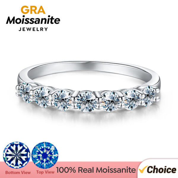 GRA Real Moissanite Ring Sterling Sier Diamond Eternity Band Engagement Wedding Rings for Women Quality Jewelry