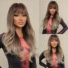 9075b18ebffe7454 Long Black Wavy Synthetic with Bangs for Women Body Wave Wigs Cosplay Daily Natural Use Hair Heat Resistant