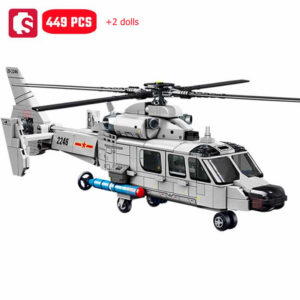 907e7f0e4ac62c3f SEMBO 449pcs Z-9 Shipborne Helicopter Assemblage Building Blocks MOC Armed Aircraft Fighter Soldiers Models Kids Toys Boys Gifts