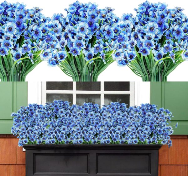 90965fb1e22546da AmyHomie 20 Bundles Artificial Flowers Outdoor UV Resistant Faux Flowers No Fade Fake Plastic Plants Garden Porch Window Box Decorating(Bright Yellow)