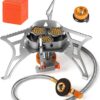 909b7be850d91c8c SWAWIS 3500W/6800W Windschutz Campingkocher Piezozündung Faltbarer Gaskocher Gasbrenner Camping Stove mit Adapter, Camping Kocher für Hiking Camping Picknick Trekking Outdoor Wandern