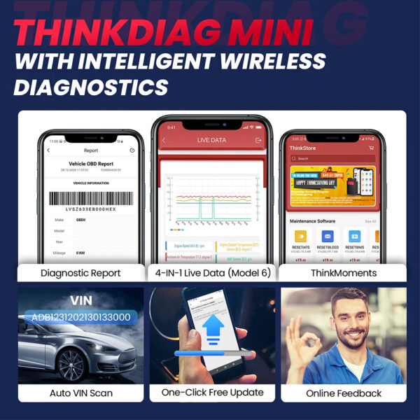90a645f4352c6543 THINKCAR ThinkDiag Mini Automotive OBD2 Scanner Car Diagnostic Tools OBD Code Reader All System Diagnosis Lifetime Free Updater