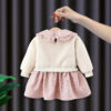 90c1fda8a91afe49 Winter girl's clothes for newborn 1st birthday lamb wool veet thick warm floral dresses girls' baby clothing dress