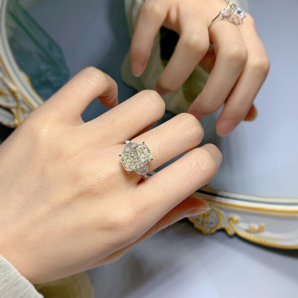 90c36b2c70d15624 S Sier 9×13mm White Grade G Pigeon Egg-Shaped High-Carbon Zircon Fashion Minimalist Ring