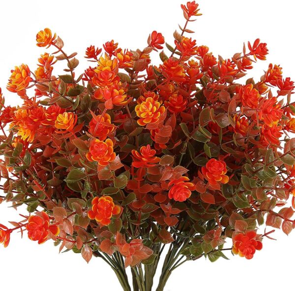 90c6fafaeeae57e7 RECUTMS 12 Bundles Outdoor Artificial Flowers UV Resistant Fake Boxwood Plants, Faux Greenery for Indoor Outside Hanging Plants Garden Porch Window Box Home Wedding Farmhouse Décor(Yellow)