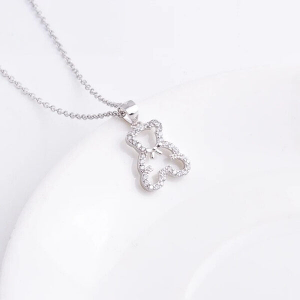 90ca788db6ce6d44 Sterling Sier CZ Diamond Teddy Bear Necklaces For Women Hollow Cute Cartoon Pendants Kids Girl Fine Jewelry