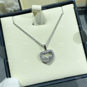 90cbd86399a9568c Sweet Romantic Sterling Sier Three Diamond Rotating Heart Necklace for Women's Simple Fashion Brand Jewelry Gift