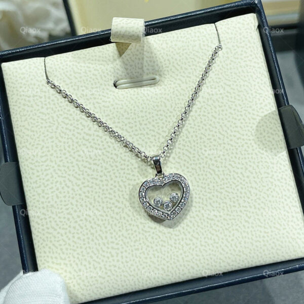Sweet Romantic Sterling Sier Three Diamond Rotating Heart Necklace for Women's Simple Fashion Brand Jewelry Gift