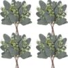18pcs Babys Breath Eucalyptus Leaves Bouquet Blue Gypsophila Artificial Flowers and Faux Greenery for Home Decor