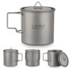 Lixada Ultralight Titanium 300/350/550/650ml Outdoor Cup Camping Picnic Water Mug Tableware with Foldable Handle